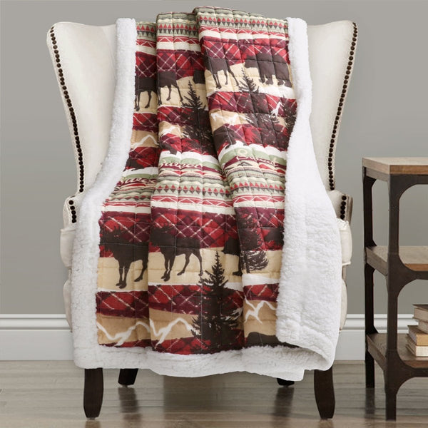 Holiday Lodge Sherpa Throw Blanket 60" x 50"