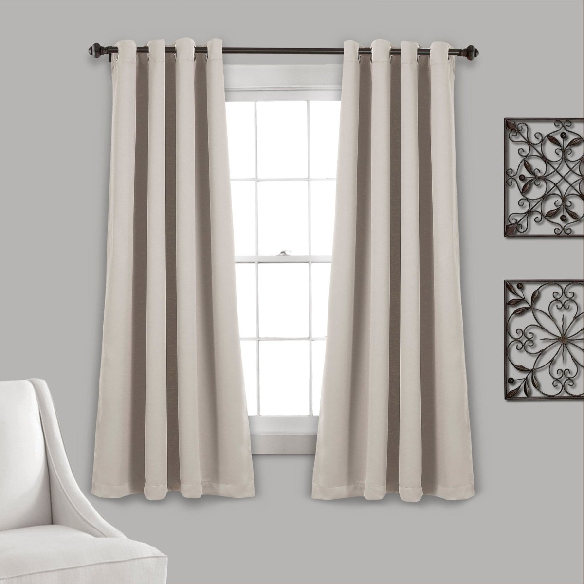 LushDecor Insulated Grommet Blackout Window Curtain Panel Set in Wheat