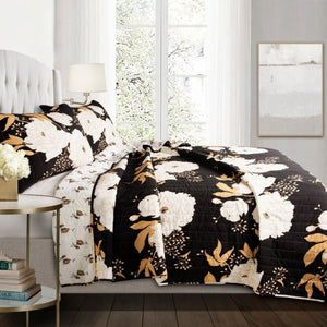 LushDecor Zinnia Floral 3 Piece Quilt Set