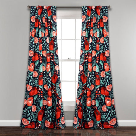 Poppy Garden Light Filtering Window Curtain Panel Set