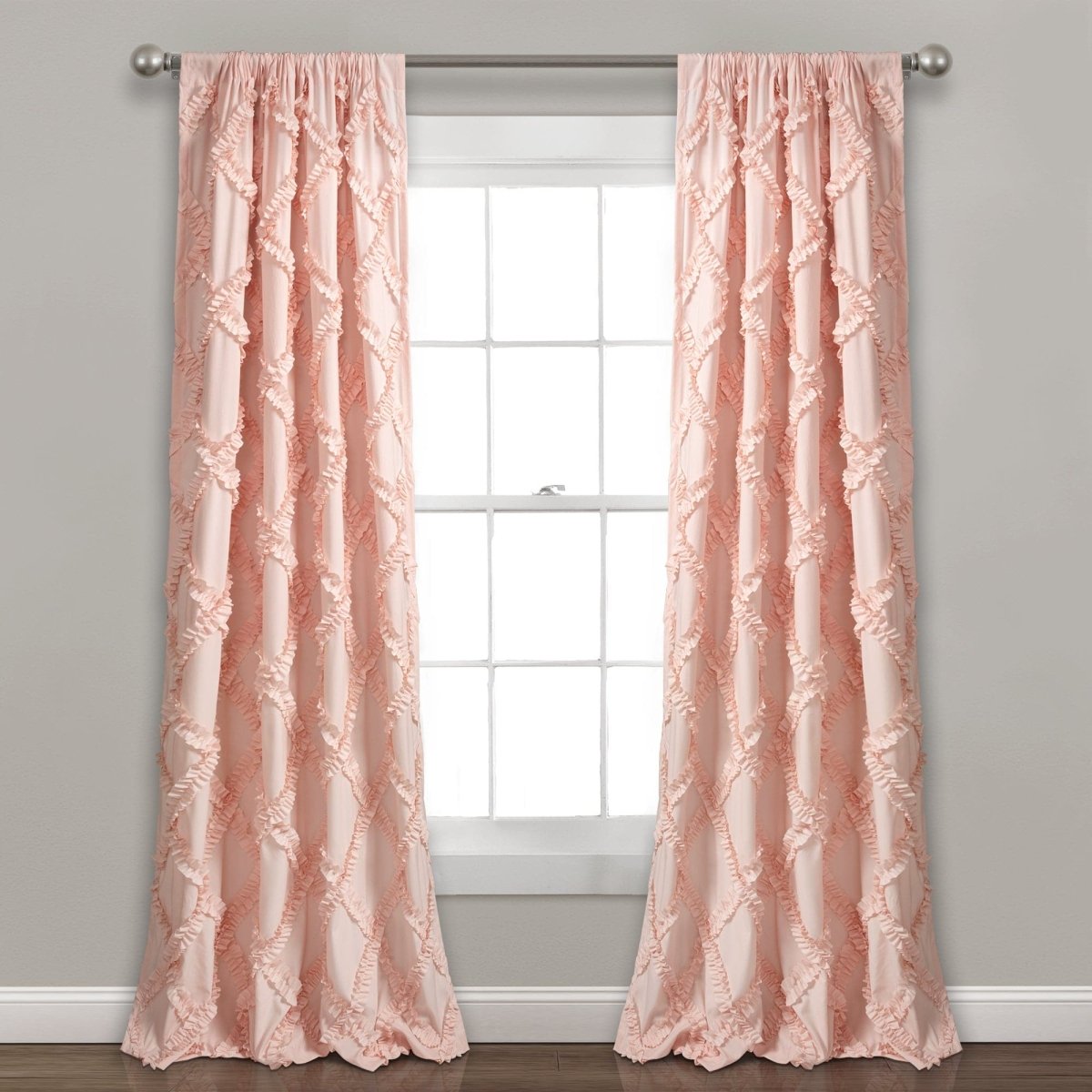 Ruffle Diamond Window Curtain Set