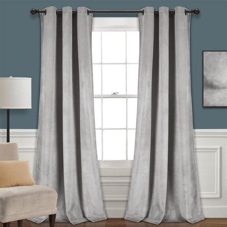 Prima Velvet Solid Grommet Light Filtering Curtain Panel Set