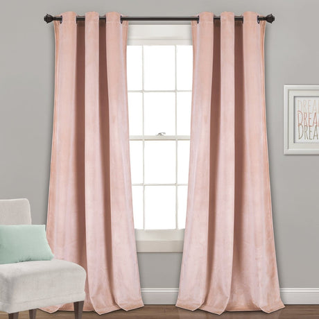 Prima Velvet Solid Grommet Light Filtering Curtain Panel Set