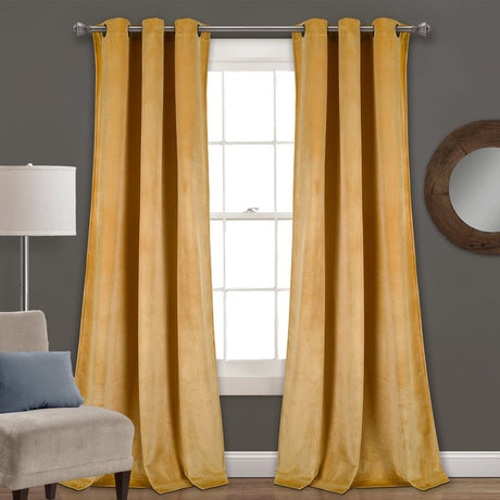 Prima Velvet Solid Grommet Light Filtering Curtain Panel Set