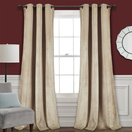 Prima Velvet Solid Grommet Light Filtering Curtain Panel Set