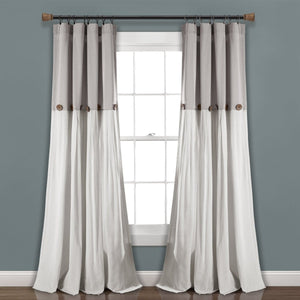 Linen Button Window Curtain Panel