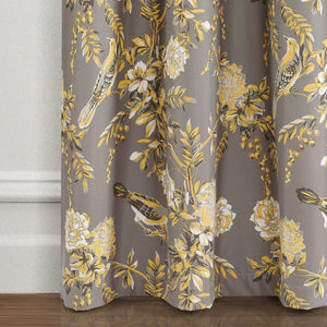 Farmhouse Bird And Flower Insulated Grommet Blackout Curtain Panel Set
