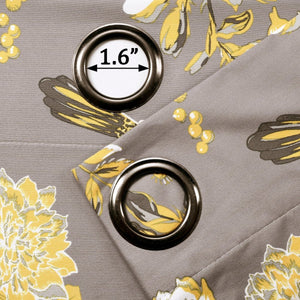 Farmhouse Bird And Flower Insulated Grommet Blackout Curtain Panel Set