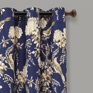 Farmhouse Bird And Flower Insulated Grommet Blackout Curtain Panel Set