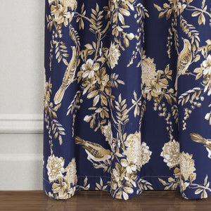 Farmhouse Bird And Flower Insulated Grommet Blackout Curtain Panel Set