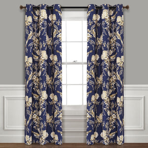 Farmhouse Bird And Flower Insulated Grommet Blackout Curtain Panel Set