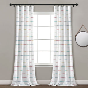 Ombre Stripe Yarn Dyed Recycled Cotton Blend Window Curtain Panel Set