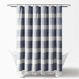 Tucker Stripe Yarn Dyed Knotted Tassel Shower Curtain