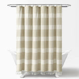 Tucker Stripe Yarn Dyed Knotted Tassel Shower Curtain