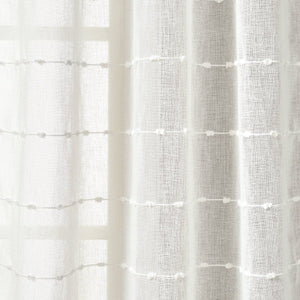Farmhouse Textured Sheer Back Tab Rod Pocket Window Curtain Panel Set