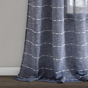 Farmhouse Textured Grommet Sheer Window Curtain Panel Set