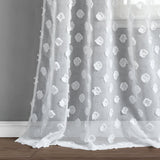 Textured Dot Grommet Sheer Window Curtain Panel Set