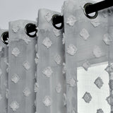 Textured Dot Grommet Sheer Window Curtain Panel Set