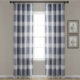 Tucker Stripe Yarn Dyed Knotted Tassel Window Curtain Panel Set