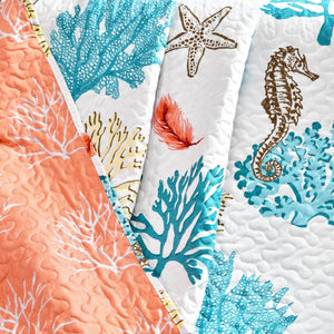 Coastal Reef Feather Throw Blanket 60x50 in Blue Coral