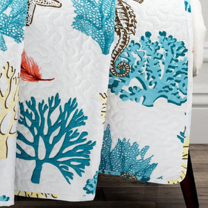 Coastal Reef Feather Throw Blanket 60x50 in Blue Coral