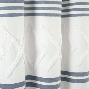 Urban Diamond Stripe Woven Tufted Recycled Cotton Blend Shower Curtain