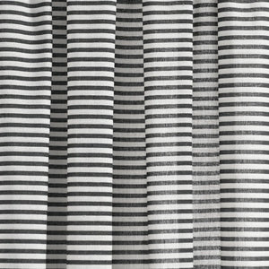 Boho Coastal Horizontal Ticking Stripe Tassel Window Curtain Panel Set