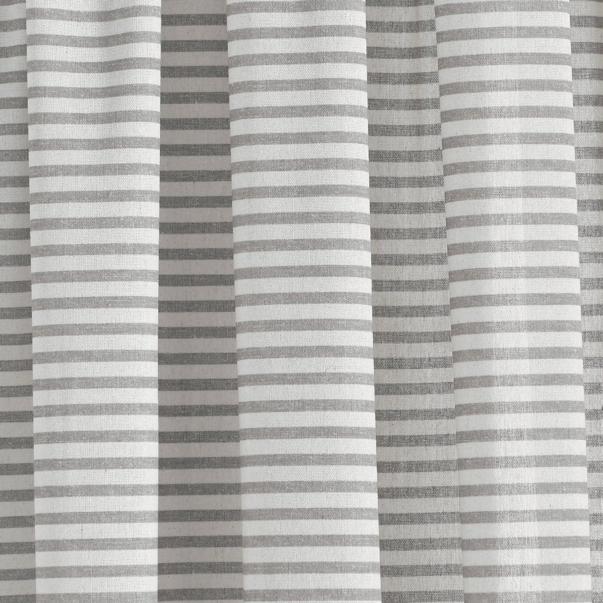 Boho Coastal Horizontal Ticking Stripe Tassel Window Curtain Panel Set