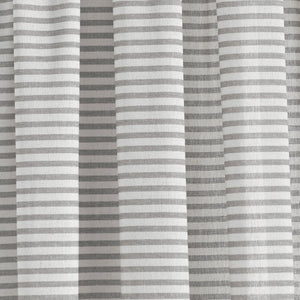 Boho Coastal Horizontal Ticking Stripe Tassel Window Curtain Panel Set