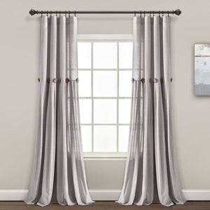 Linen Button Window Curtain Panel