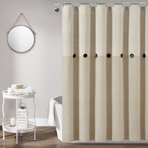 Farmhouse Button Stripe Yarn Dyed Shower Curtain