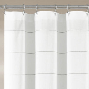 Stripe Yarn Dyed Tassel Fringe Woven Cotton Shower Curtain