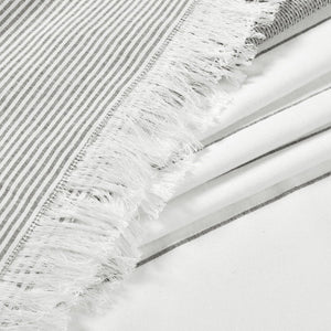 Stripe Yarn Dyed Tassel Fringe Woven Cotton Shower Curtain