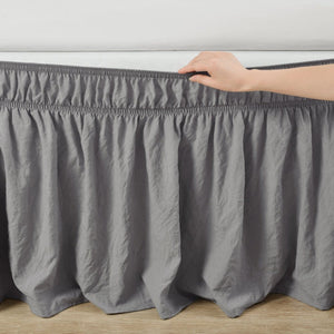 Ruched Ruffle Elastic Easy Wrap Around Bed Skirt