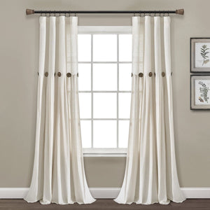 Linen Button Window Curtain Panel