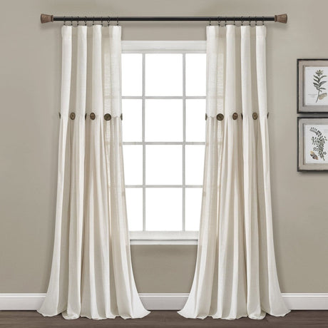 Linen Button Window Curtain Panel