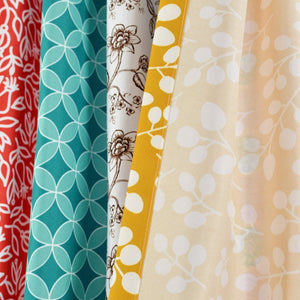 Boho Patch Window Curtain Panel Set