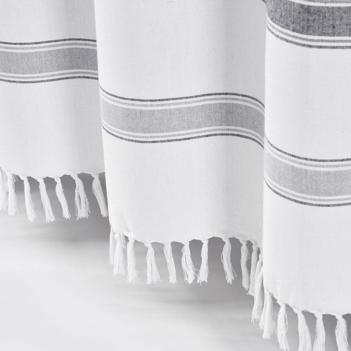 LushDecor Stripe Woven Textured Yarn Dyed Recycled Cotton Shower Curtain - view 7