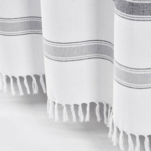 LushDecor Stripe Woven Textured Yarn Dyed Recycled Cotton Shower Curtain - view 7