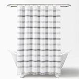 Stripe Woven Textured Yarn Dyed Recycled Cotton Shower Curtain