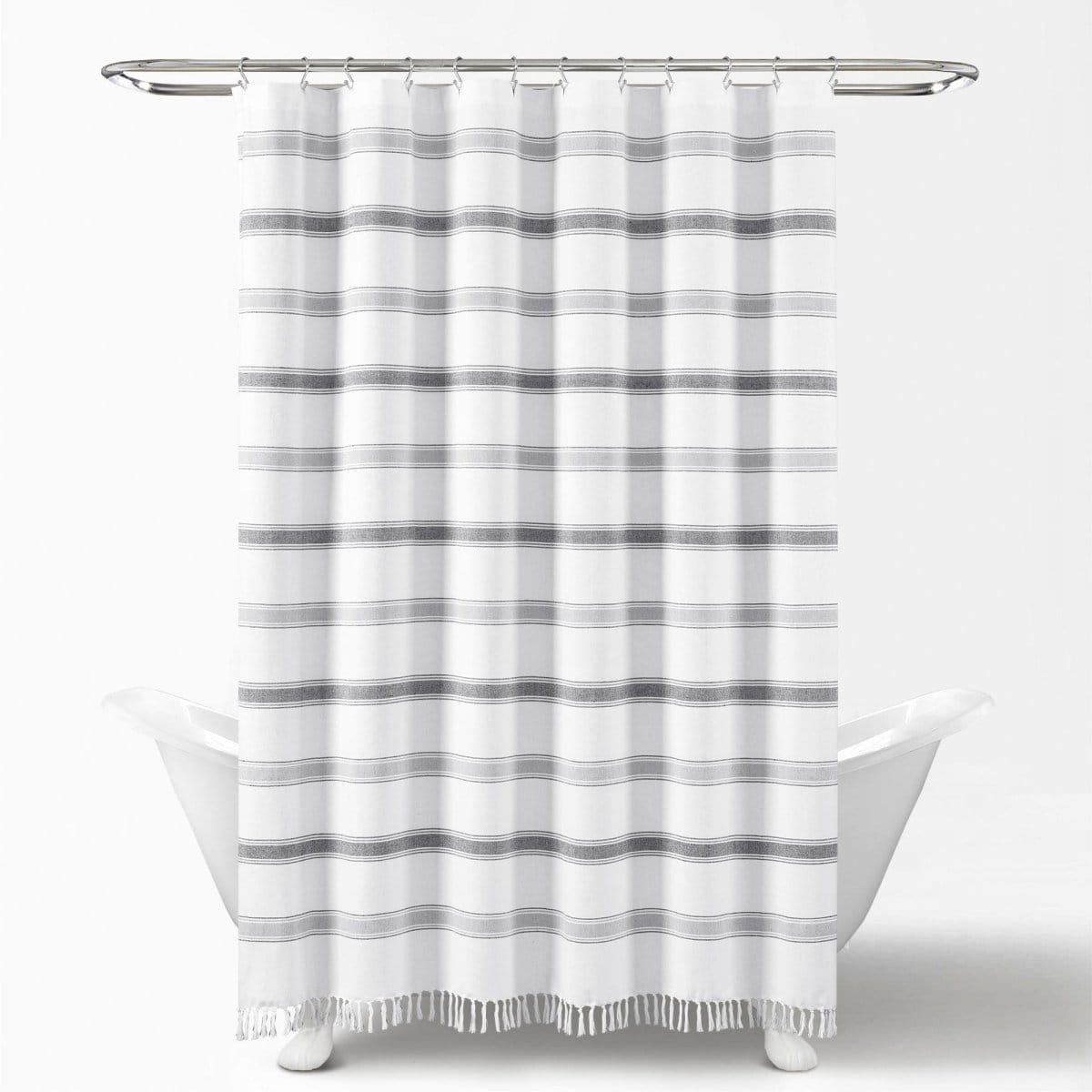 LushDecor Stripe Woven Textured Yarn Dyed Recycled Cotton Shower Curtain - view 5