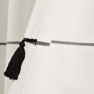 Farmhouse Boho Stripe Woven Tassel Recycled Cotton Window Curtain Panel Set