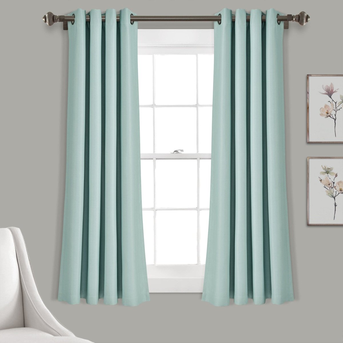 LushDecor Insulated Grommet Blackout Window Curtain Panel Set in Blue