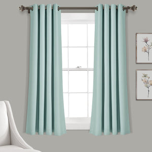 LushDecor Insulated Grommet Blackout Window Curtain Panel Set in Blue