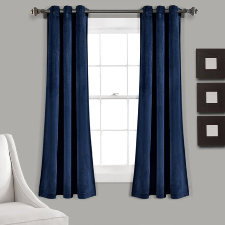 Prima Velvet Solid Grommet Light Filtering Curtain Panel Set