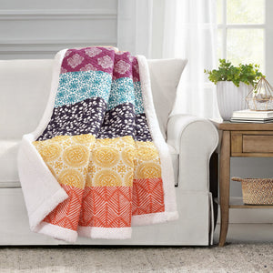 Bohemian Stripe Throw Sherpa 60" x 50"