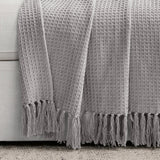 Waffle Cotton Knit Tassel Fringe Throw