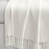 Waffle Cotton Knit Tassel Fringe Throw