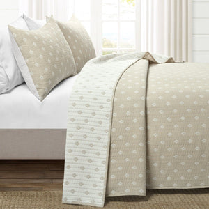 Hygge Kantha Pick Stitch Yarn Dyed Cotton Jacquard Quilt/Coverlet Set