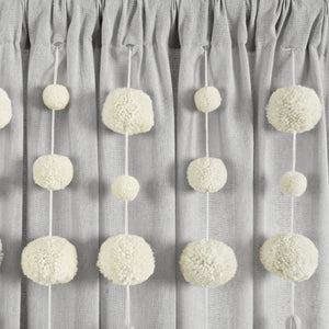 Boho Pom Pom Tassel Faux Linen Window Curtain Panel